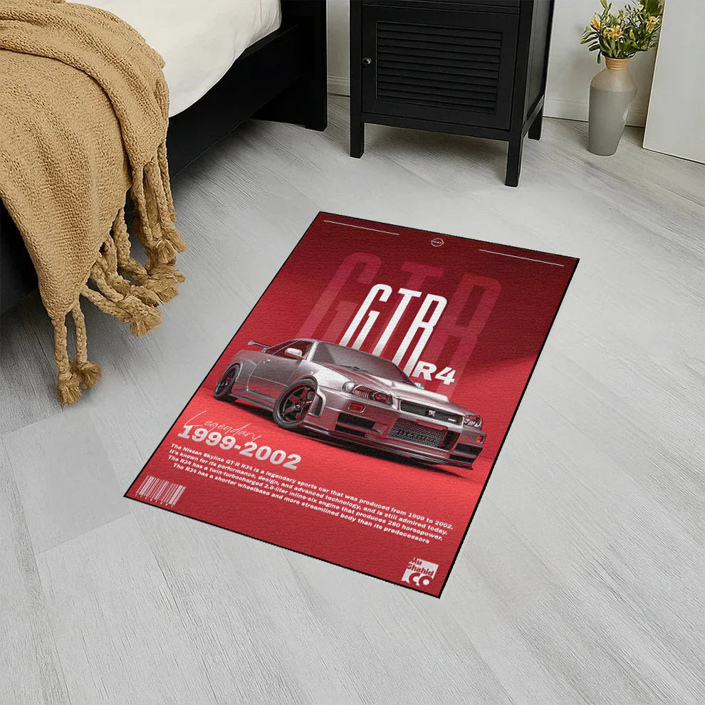 R34 Kırmızı Skyline Baskı Duvar Halı