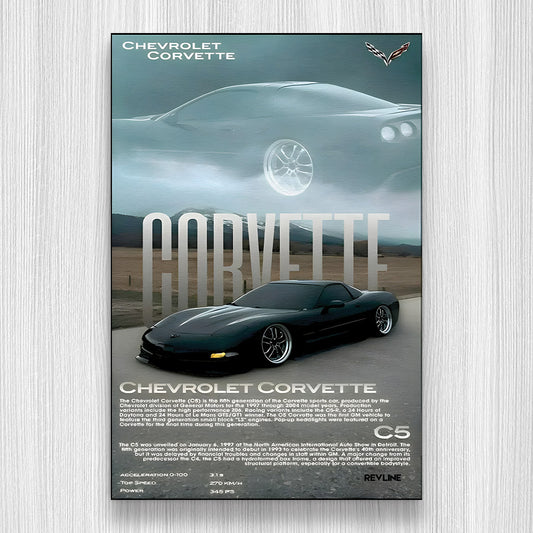 Corvette C5 S/C Baskı Duvar Halı
