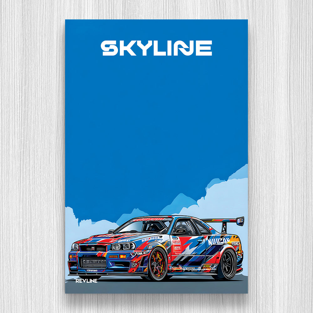 Mavi Skyline R34 N/A Baskı Duvar Halı