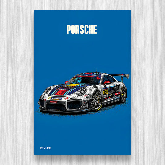 911 GT3 R Mavi N/A Baskı Duvar Halı