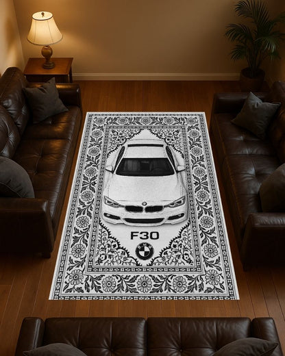White BMW F30 Motif Halı