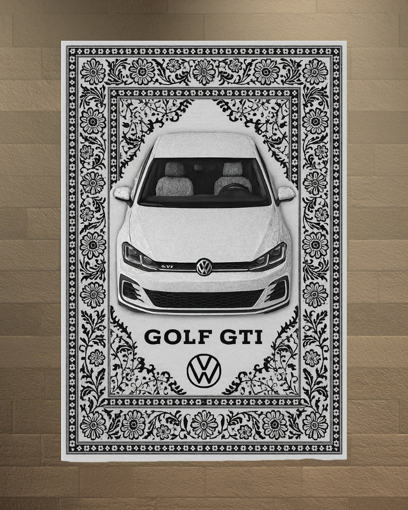 White Golf Gti Motif Halı