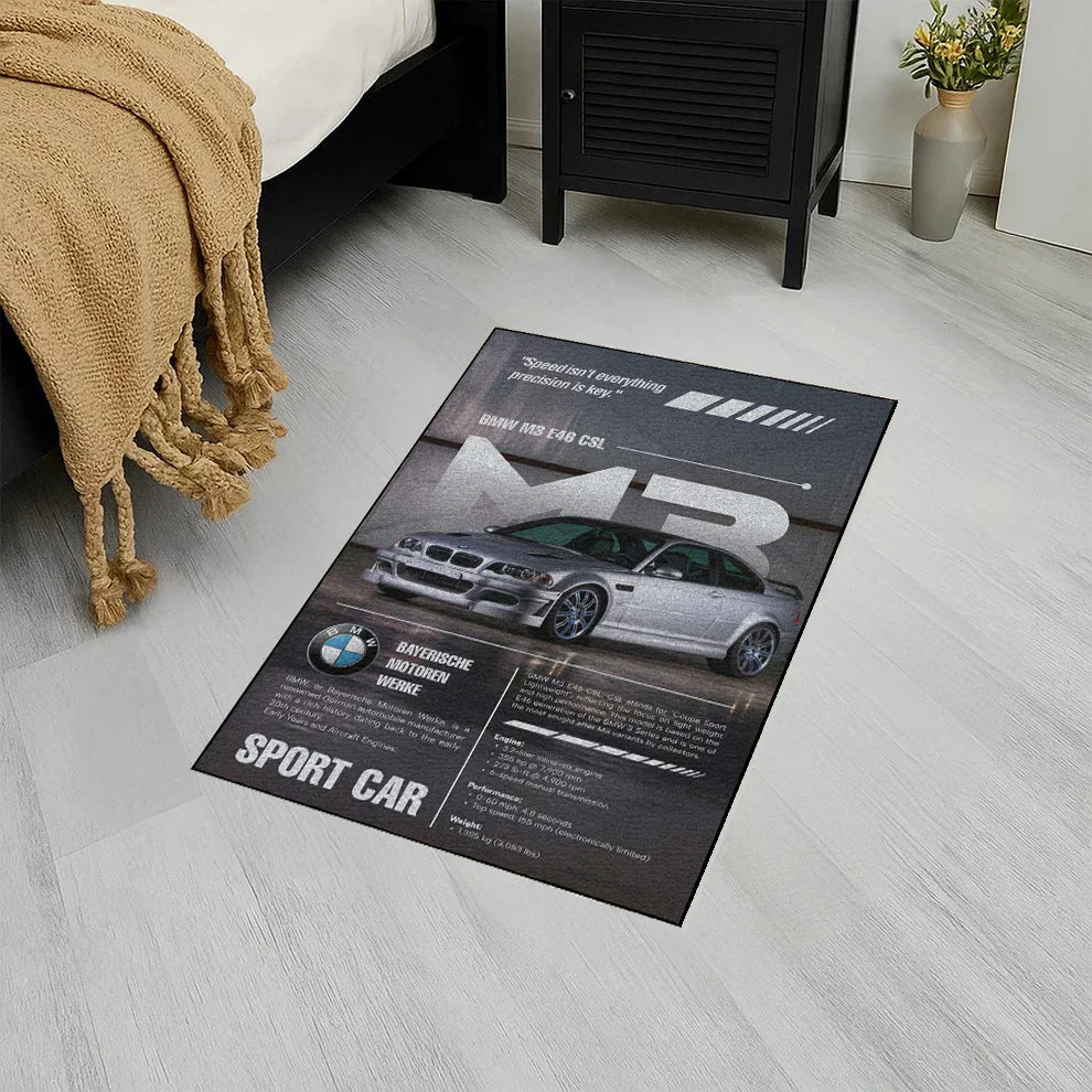 M3 E46 CSL Gri Baskı Duvar Halı