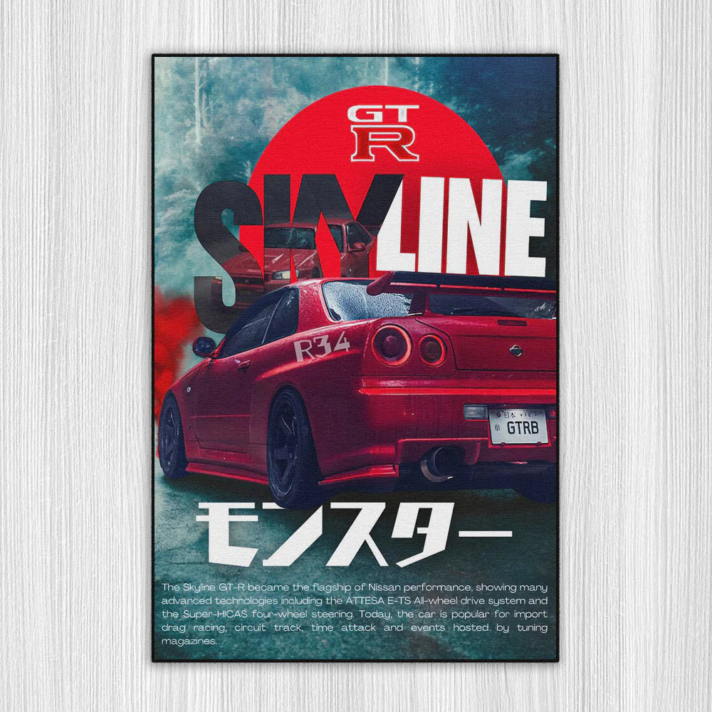 GT-R R34 Art Baskı Duvar Halı