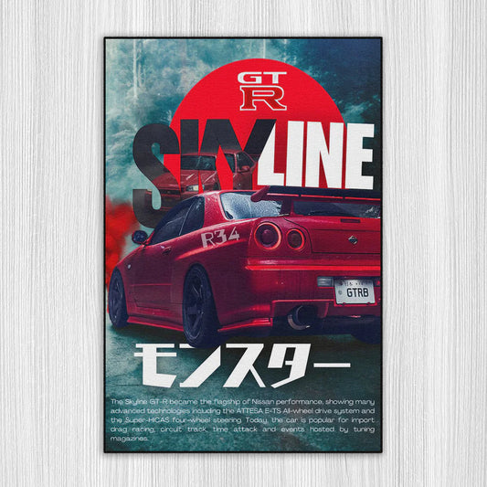 GT-R R34 Art Baskı Duvar Halı