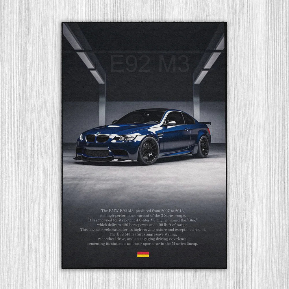 M3 E92 Mavi A/S Baskı Duvar Halı