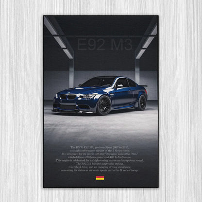 M3 E92 Mavi A/S Baskı Duvar Halı
