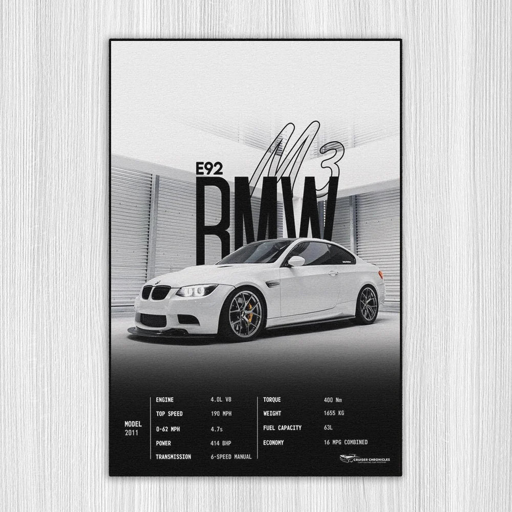 M3 E92 Beyaz A/S Baskı Duvar Halı