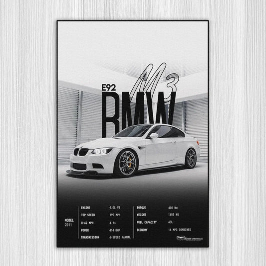 M3 E92 Beyaz A/S Baskı Duvar Halı