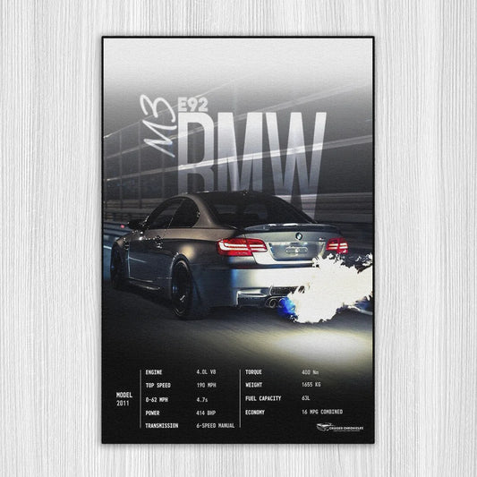 M3 E92 Burn A/S Baskı Duvar Halı