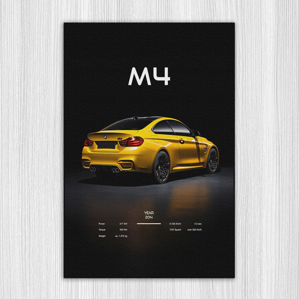 M4 F82 Siyah A/S Baskı Duvar Halı