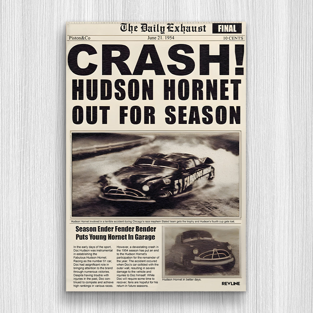 Doc Hudson Crash Gazete Baskı Duvar Halı