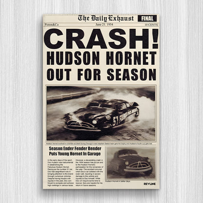 Doc Hudson Crash Gazete Baskı Duvar Halı
