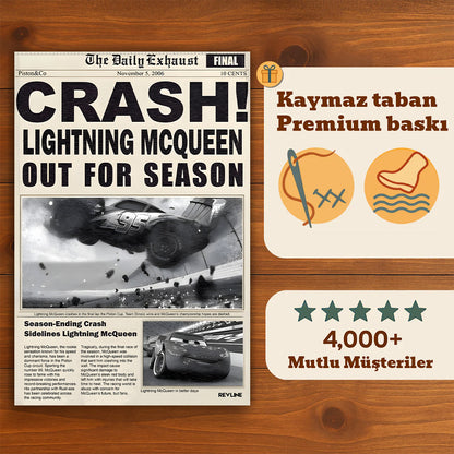 McQueen Crash Gazete Baskı Duvar Halı