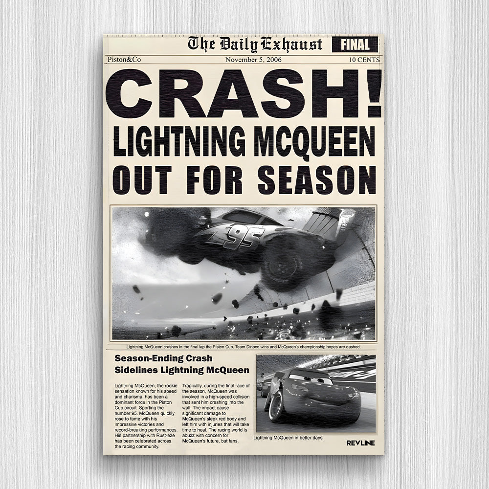 McQueen Crash Gazete Baskı Duvar Halı