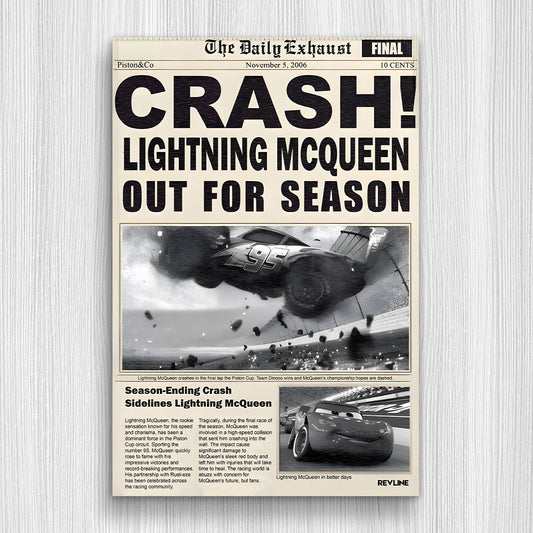 McQueen Crash Gazete Baskı Duvar Halı