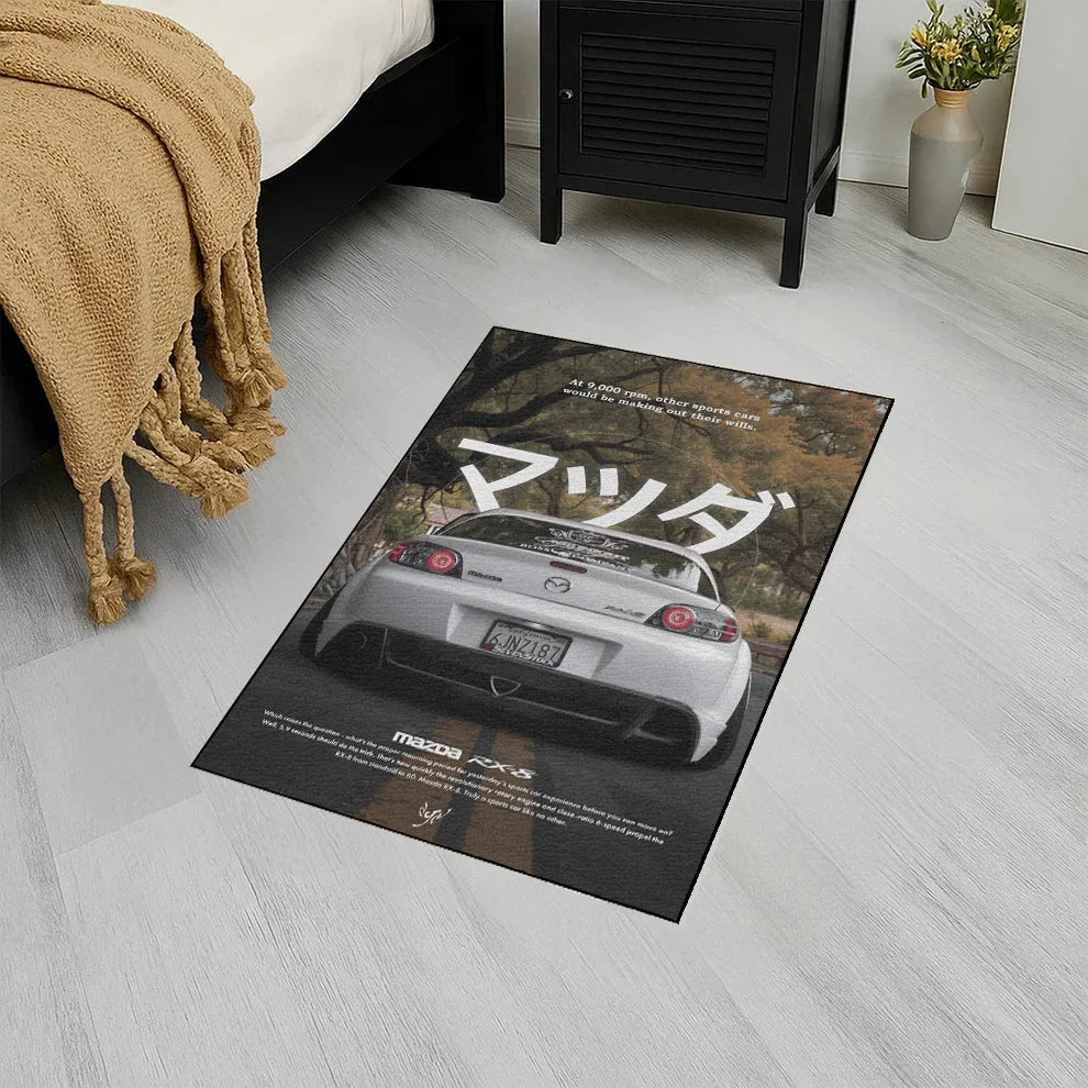 RX7 Beyaz Wankel Baskı Duvar Halı