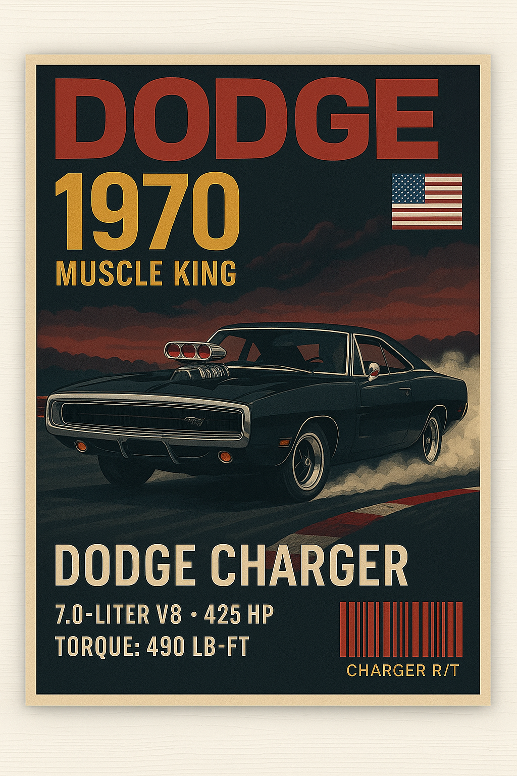Dodge Charger Baskılı Halı