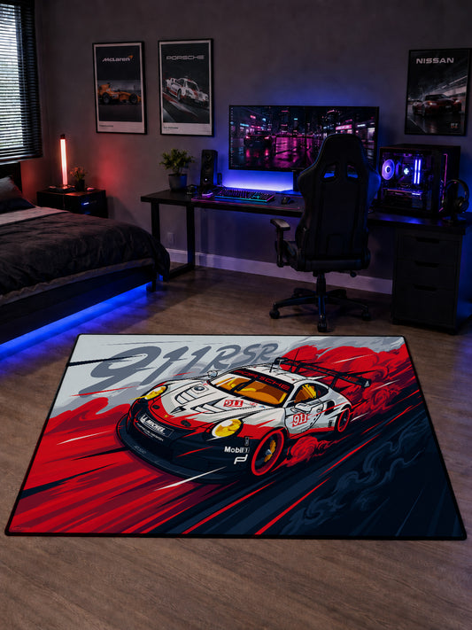 Porsche 911 RSR Draw Dijital Baskı Halı HDRW1010