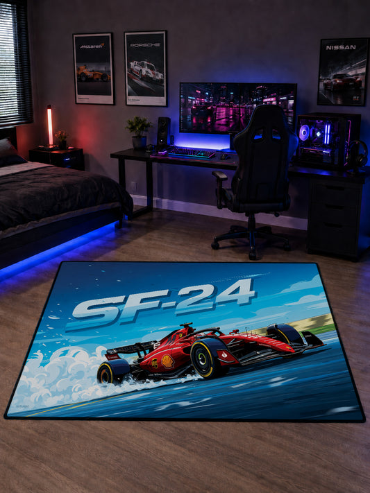 Ferrari SF-24 Formula 1 Draw Dijital Baskı Halı HDRW1011