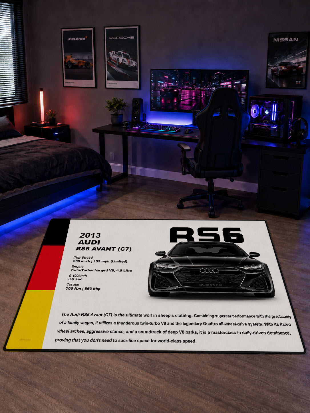 Audi RS6 Avant C7 Flagship Dijital Baskı Halı HFLG1021