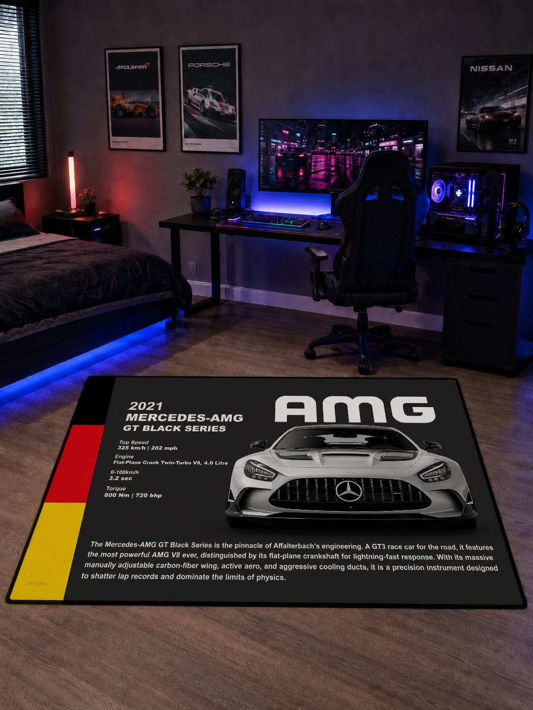 Mercedes-AMG GT Black Series Flagship Dijital Baskı Halı HFLG1005