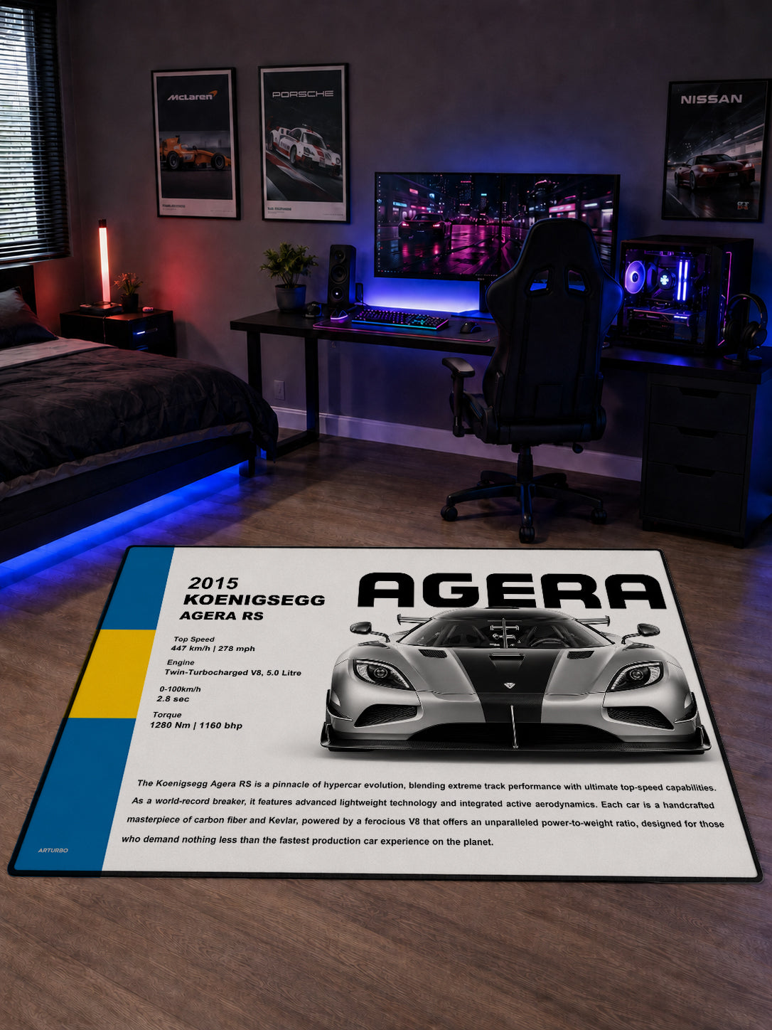 Koenigsegg Agera RS Flagship Dijital Baskı Halı HFLG1007