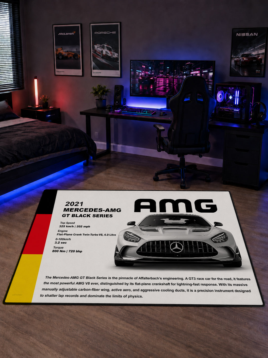 Mercedes-AMG GT Black Series Flagship Dijital Baskı Halı HFLG1005