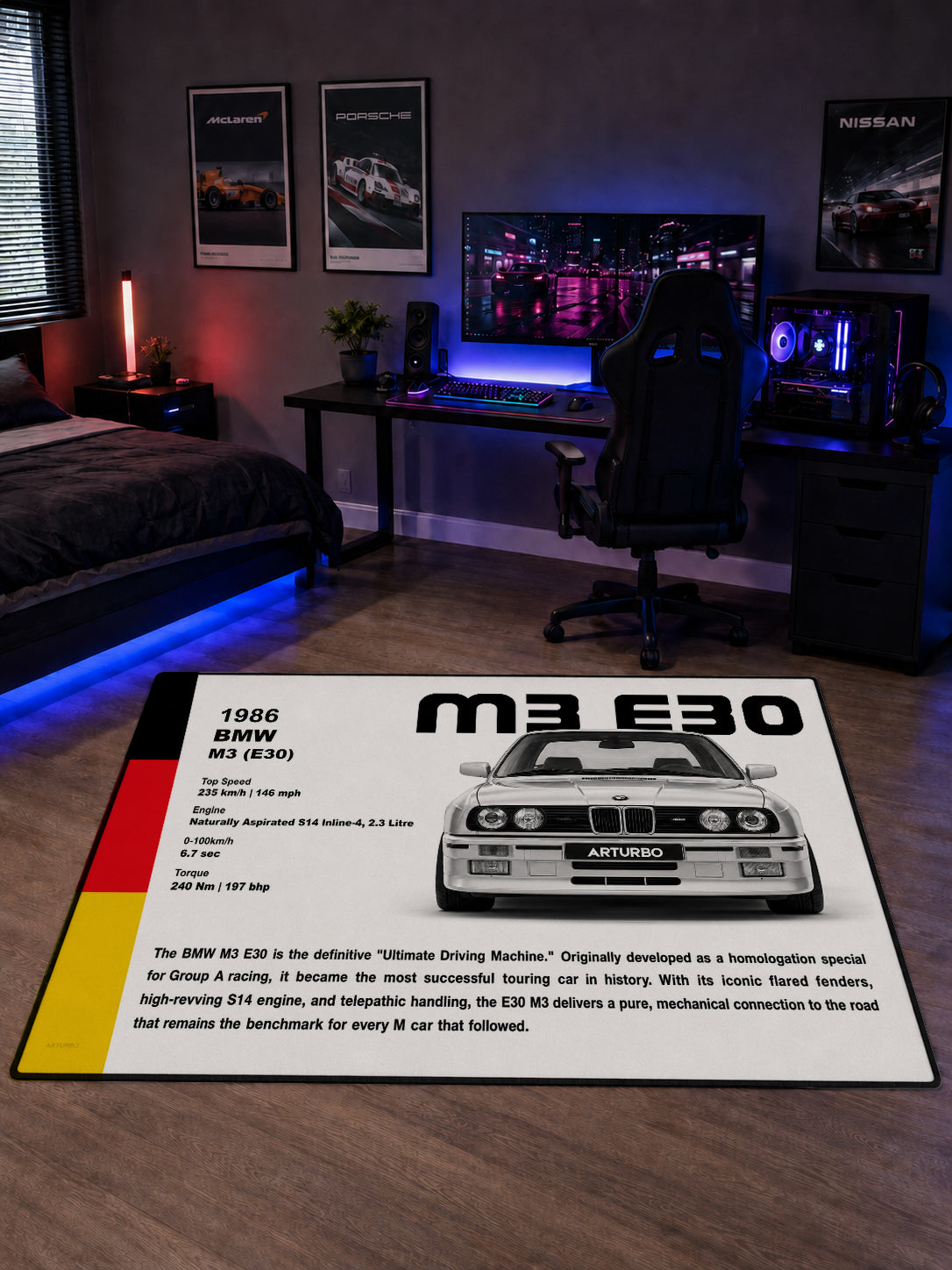 BMW M3 E30 Flagship Dijital Baskı Halı HFLG1017