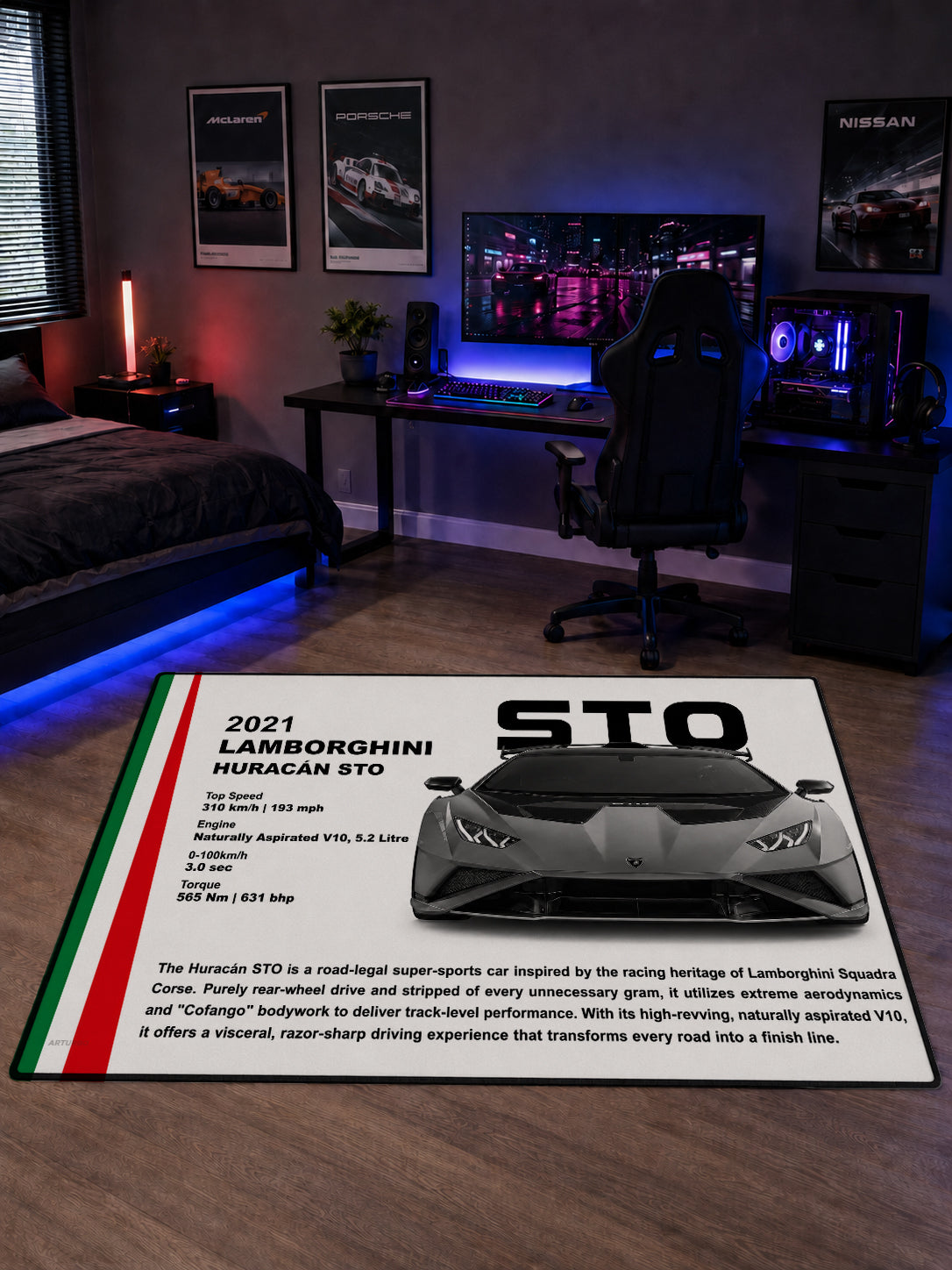 Lamborghini Huracán STO Flagship Dijital Baskı Halı HFLG1015